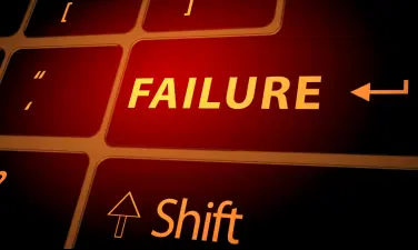 Failure concept illustration showing a keyboard key labeled failure representing mistakes, setbacks, and challenges in creative work and business strategy